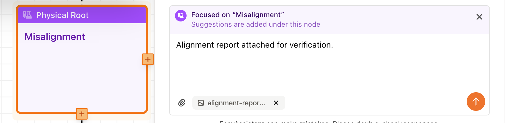 EasyAssistant reading an attached report and suggesting a node
